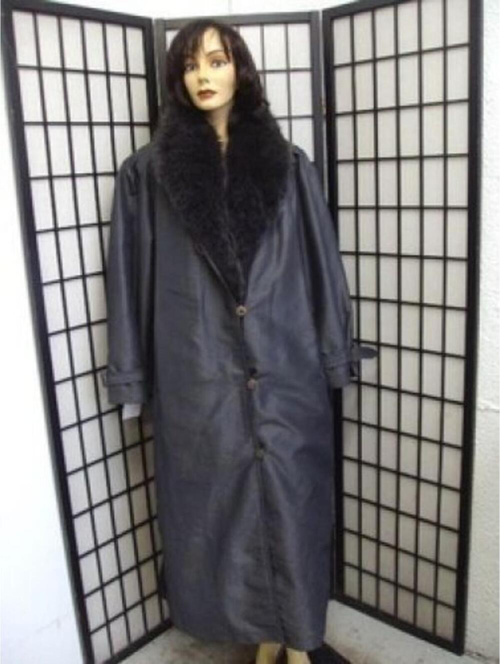 SCRAP ITEM: GRAY RAINCOAT W/ BLACK SHEARED RABBIT LINING